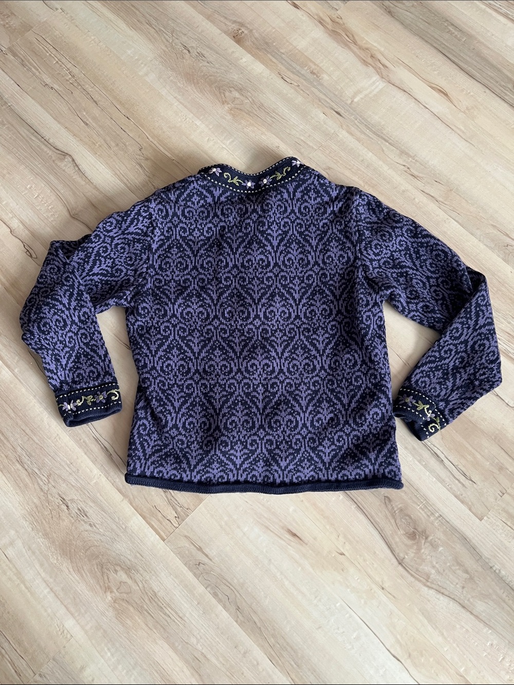 Nomadic Traders Purple Patterned Embroidered Zip Up Sweater - Picture 2 of 5